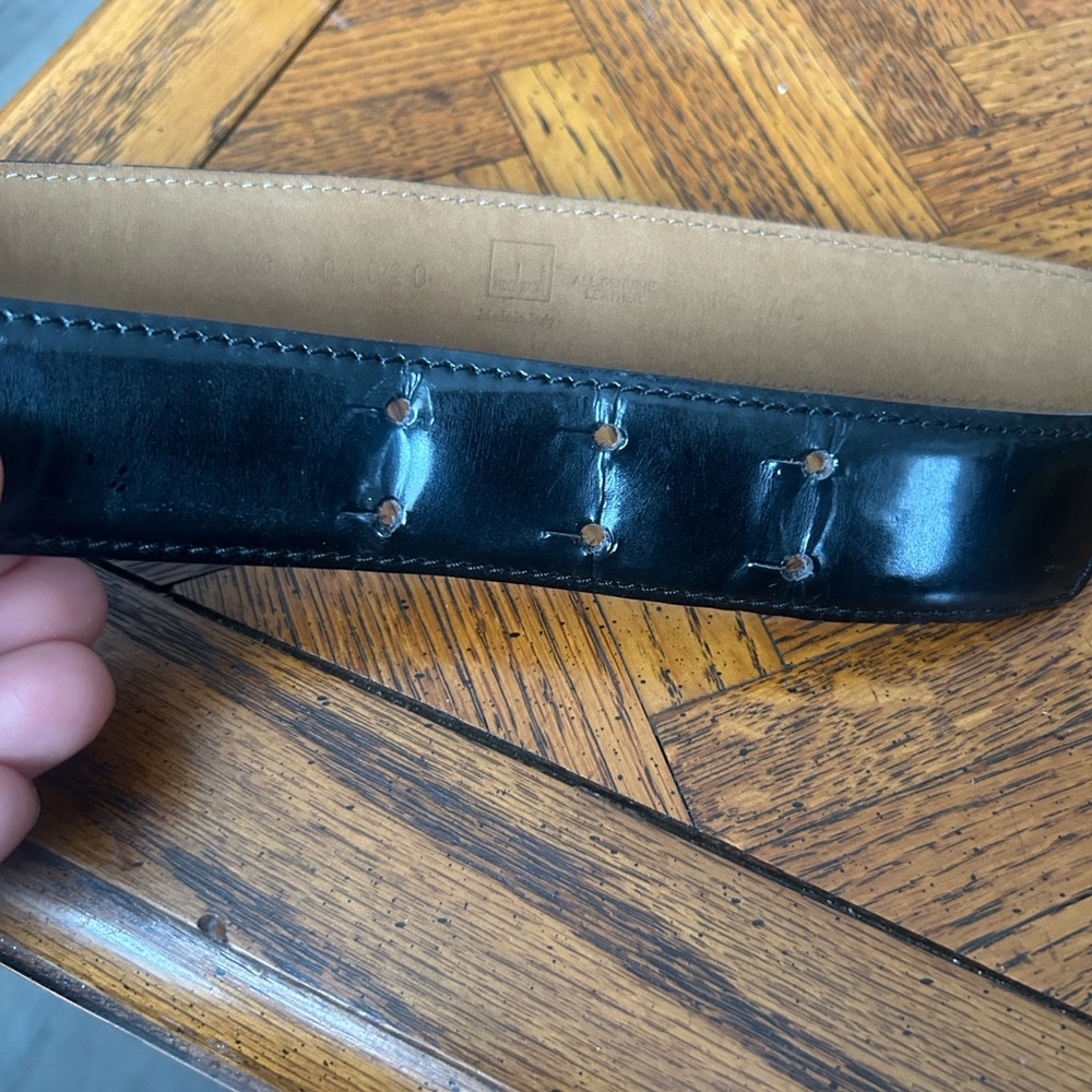 Moschino Black Leather Belt with Gold Letters - Picture 9 of 16